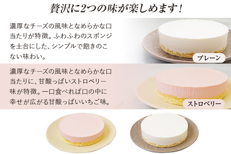 レアチーズケーキセット プレーン1個/ストロベリー1個 合計2個 約180g 2ホール レアチーズ チーズケーキ ストロベリー ケーキ デザート スイーツ お菓子 グルメ ギフト 贈り物 プレゼント