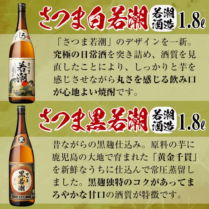 ＜入金確認後、2週間以内に発送！＞志布志焼酎「大きな志」若潮セット 1.8L×計4本 お酒 焼酎 鹿児島 若潮酒造 ロック お湯割り 水割り 飲み比べ セット c3-029-2w