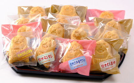 15-396 「紋太くん最中」和洋折衷15個セット（小豆餡・チョコ・フロランタン・和風さぶれ）
