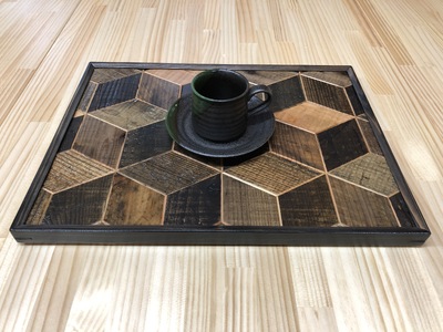 AV6　KOZAinoOBON【古材のお盆】ポリゴン 【 古材 お盆 和風 ランチョンマット トレイ トレー レトロ 手作り 木製 木目 多角形 】