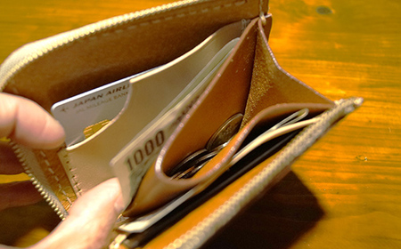 本革製L字ファスナーミニウォレット 収納時：縦約9.3cm×横約10.5cm ＜レッド＞ 牛革 本革 L字 ミニ ウォレット コインポーチ 国産牛革 革製品 贈り物 ギフト 国産 レッド  F6L-211