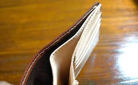 本革製二つ折り札入れ (コインケースなし)＜ブラウン＞ ハンドメイド 国産牛ヌメ革 二つ折り 札入れ 財布 本革 レザー 革製品 贈り物 ギフト ブラウン  F6L-288