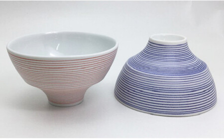 有田焼象嵌（ぞうがん）ちゃわん 赤・青セット 【マルコウ陶苑】茶碗 飯碗 ペア 2個 贈り物 ギフト A16-1