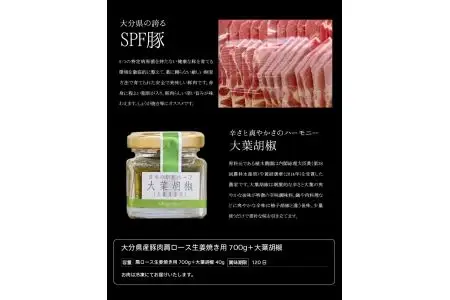大分県産豚肉肩ロース生姜焼き用700g＋大葉胡椒 A02004