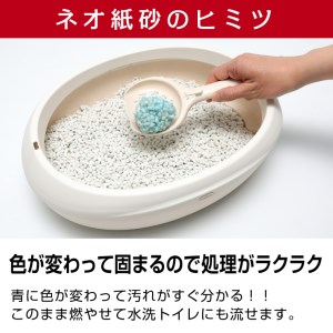 ブルーに変わってお掃除楽々! ネオ砂ブルー 環境にやさしい猫砂 12L 5袋 抗菌 猫 猫砂 銀イオン 長時間消臭 再生紙 トイレに流せる ペット ペット用品 コーチョー 富士市 [sf002-016]