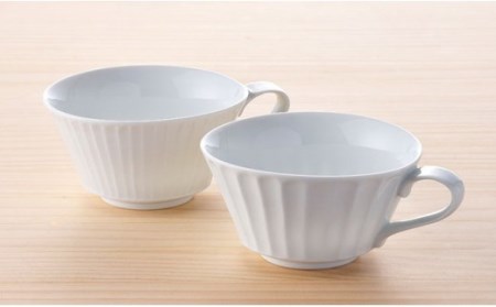 【陶器市特集】【波佐見焼】白磁手彫 スープカップ プレート ペアセット 食器 皿 【一真窯】 [BB01] 波佐見焼