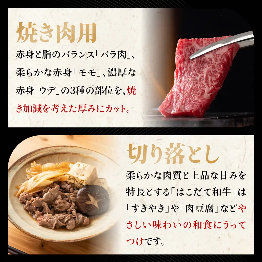 牛肉 切り落とし ＆ 焼肉 はこだて和牛 計730g 和牛 あか牛 北海道 焼き肉 焼肉セット 赤牛 牛 肉 お肉 バラ バーベキュー