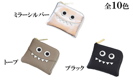 思わず誰かに見せたくなるモンスターL字ミニ財布/コンパクト ファッション小物 キャラクター  ブラック