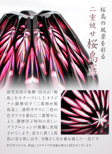 薩摩切子 二重被せ 桜島盃 グラス ガラス 最大径75mm×高さ43mm 容量80ml 黒/金赤 薩摩びーどろ工芸株式会社《90日以内に出荷予定(土日祝除く)》鹿児島県 さつま町 送料無料 伝統工芸品 切子 コップ 食器