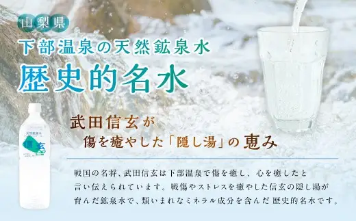 【12ヶ月定期便】天然鉱泉水「信玄」ナチュラルミネラルウォーター500ml × 24本入 飲料水 飲料 1L 天然水 みず 防災 保存水 