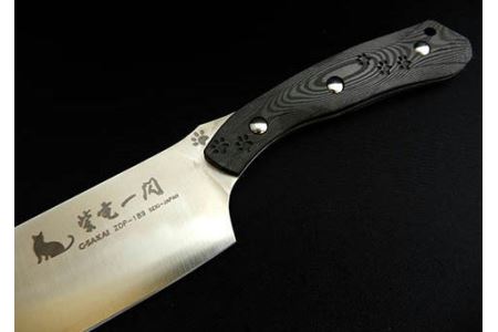 H170-01 紫電一閃 ZDP-189 カーボン柄 三徳包丁 ネコver