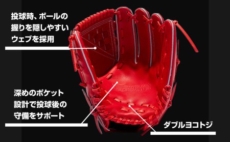 宮崎県産牛革使用 WAGYU JB 硬式用 グラブ 投手用 JB-001T(パワーオレンジ/右投げ用)