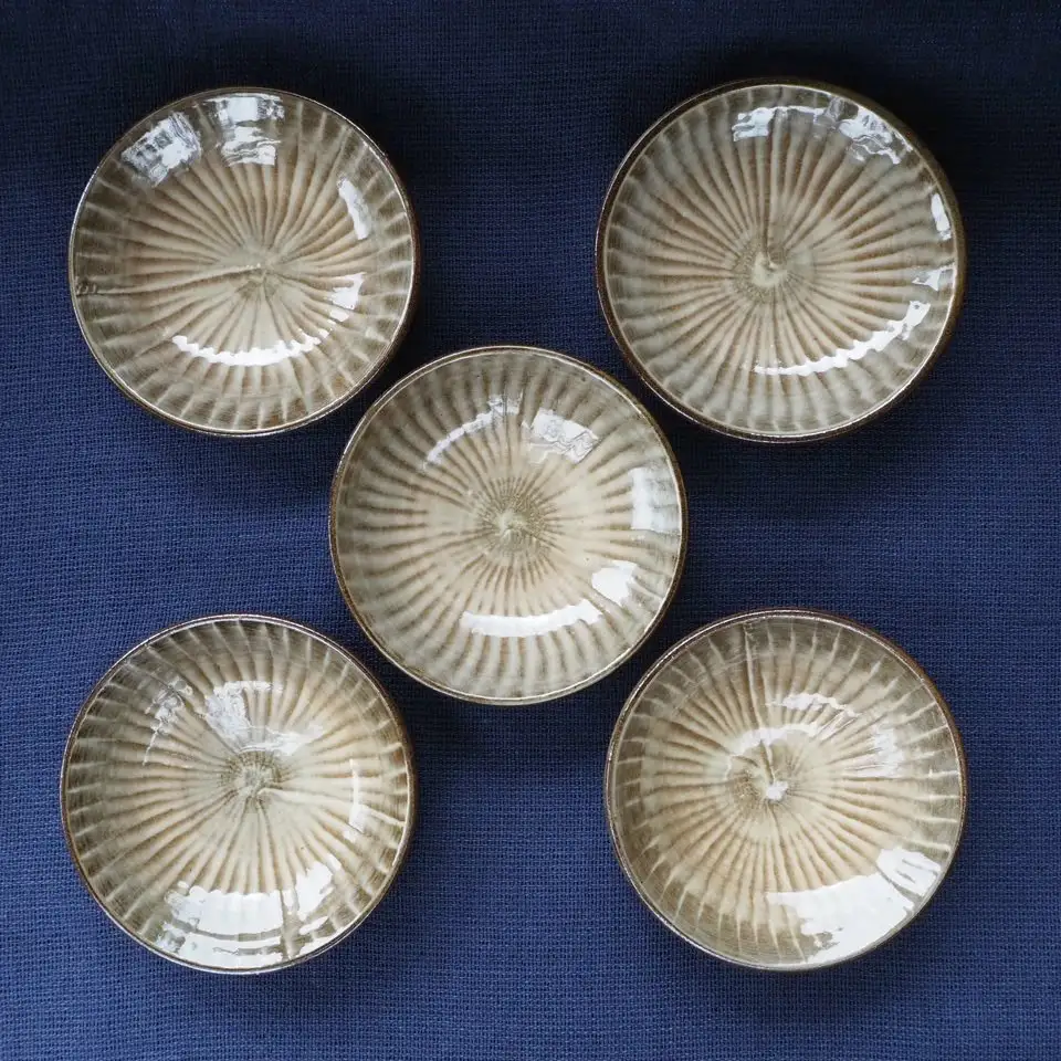 小石原焼刷毛目三寸深皿5枚セット(金丸窯)直径約9cm H26