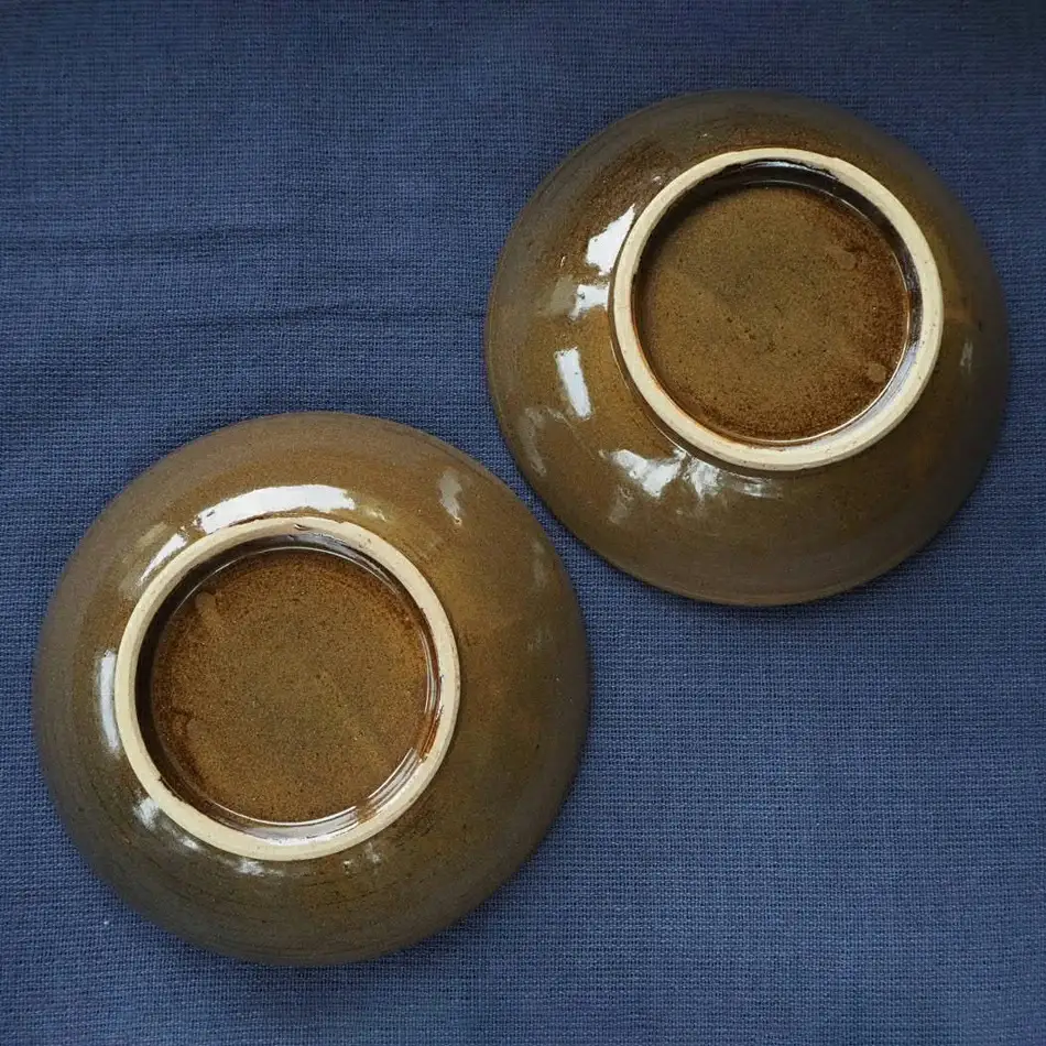 小石原焼飛鉋五寸深皿２枚セット(金丸窯)直径約15cm H27