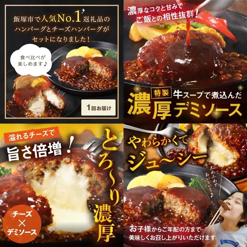 デミソースのハンバーグ2種セット（プレーン8個＆チーズ8個）計16個【A6-030】