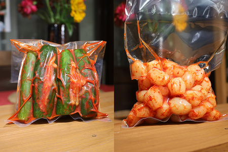 キムチ 6種 (きゅうり らっきょう ごぼう 白菜 季節のキムチ2種 )セット 2.1kg ～ 2.7kg (1袋 約350～450g×6種類)  AF-003