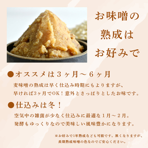 麦田舎味噌 手作り味噌セット 出来上がり6kg 麦合わせ味噌400g付き ： 手作り味噌 仕込み味噌 麦味噌