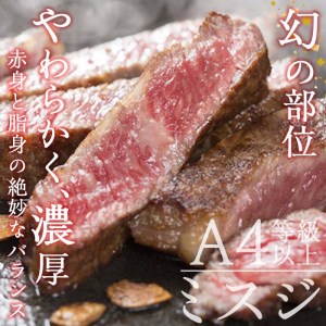 おおいた和牛 ミスジステーキ (計400g・ミスジステーキ約100ｇ×4枚+ステーキソース20g×4袋) 国産 牛肉 肉 霜降り 低温熟成 ステーキ A4 和牛 ブランド牛 BBQ 冷凍 大分県 佐伯市【DH72】【(株)ネクサ】