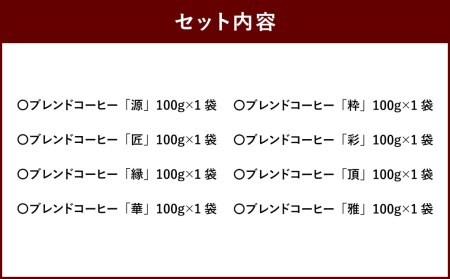 こだわり珈琲（粉）詰め合わせセット（8種×100g）