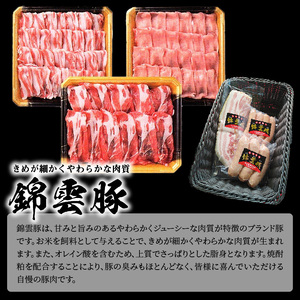 【ブランド豚肉】お米育ちの錦雲豚ギフト（しゃぶしゃぶ用1kg）とハム類のセット_FN0301