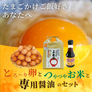 上毛町産の「たまごかけご飯セット」(卵40個・米3kg・専用醤油)_C01101