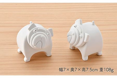 【陶器市特集】【波佐見焼】 置物 ・ブルドッグ（ペア）（無釉・つや無し） インテリア 陶器 雑貨 【アトリエやま】 [RE09]  波佐見焼