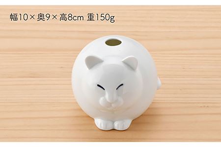 【波佐見焼】 一輪挿し ・ねこ（白釉・つや有り） インテリア 陶器 雑貨 【アトリエやま】 [RE13]  波佐見焼
