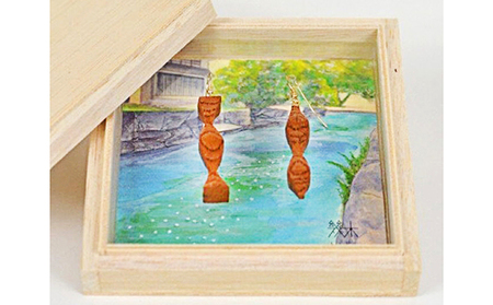 幾木　木彫アクセサリー　居醒の清水 ピアス ファッション 
