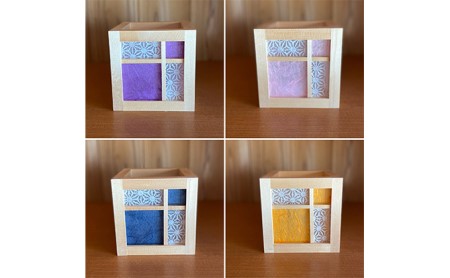 キューブ型あんどん「和あそ美cube」 インテリア 工芸品 行燈 明かり  ピンク