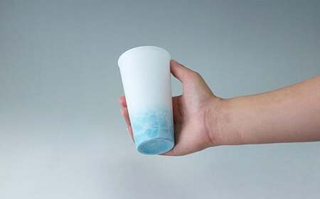 やま平窯元 エッグシェル タンブラーM 泡 Blue A22-88