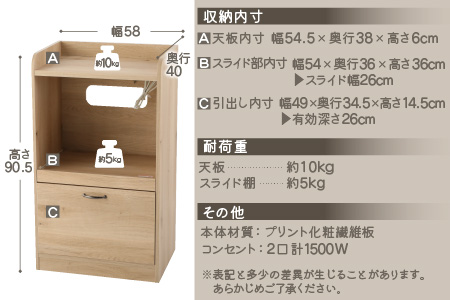 3色から選べる】【 完成品 】キッチン収納 ミニ レンジ台 高さ90cm 幅