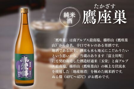 【峡南２町共通返礼品】日本酒純米酒（鷹座巣）・ワイン（楽園ワイン白）セット[5839-1262]