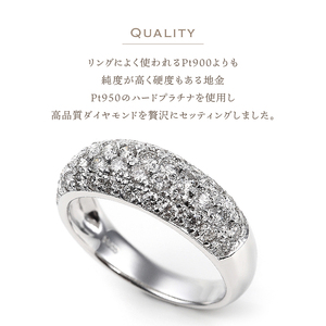 1.0キャラット　プラチナ950ハードプラチナ　パヴェ留め　リング【R3566DI-P2】