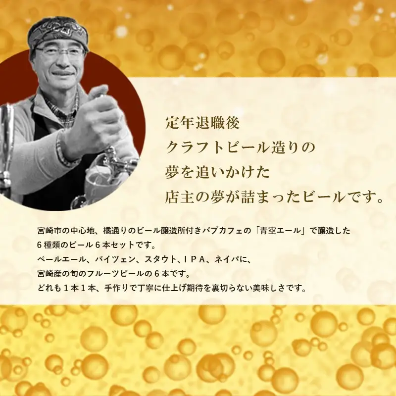 青空エールこだわりのクラフトビール飲み比べ詰め合わせセット〈フルーツビール入り〉6種×6本(330ml瓶×6本) 青空エール 国産 クラフトビール 飲み比べ 詰め合わせ セット 飲み比べセット ペールエール バイツェン スタウト IPA ネイパ フルーツビール 6種 6本 瓶 お酒 酒 ビール 冷蔵 お取り寄せ ギフト