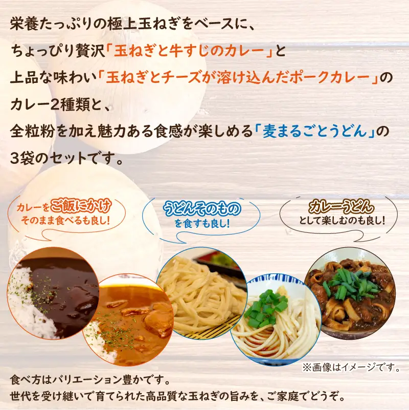 生産量日本一の玉ねぎを使った北のカレーうどんセット ( カレー うどん 麺 セット 玉ねぎ たまねぎ 牛すじ チーズ 豚 )【104-0016】