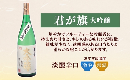 清酒 君が旗 大吟醸 1800ml 日本酒 地酒 辛口 芳醇 フルーティー 美山錦 贈答用 プレゼント ご自宅用 長澤酒造 埼玉県 日高市