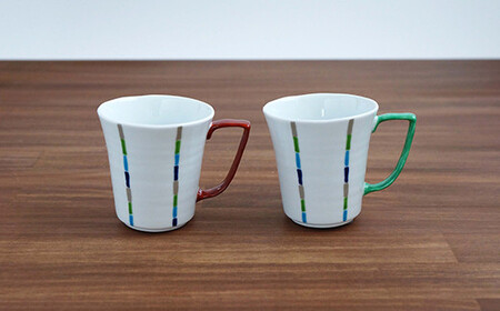有田焼 irodori ライン ペアマグ【よう楽庵・たかす】器 食器 陶磁器 カップ マグカップ コーヒーカップ ペア ギフト A35-693