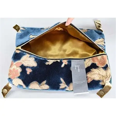 ポーチM【タエナカノヌノ】ブルー　_装飾品・工芸品  鞄・バッグ かばん カバン_【1106056】