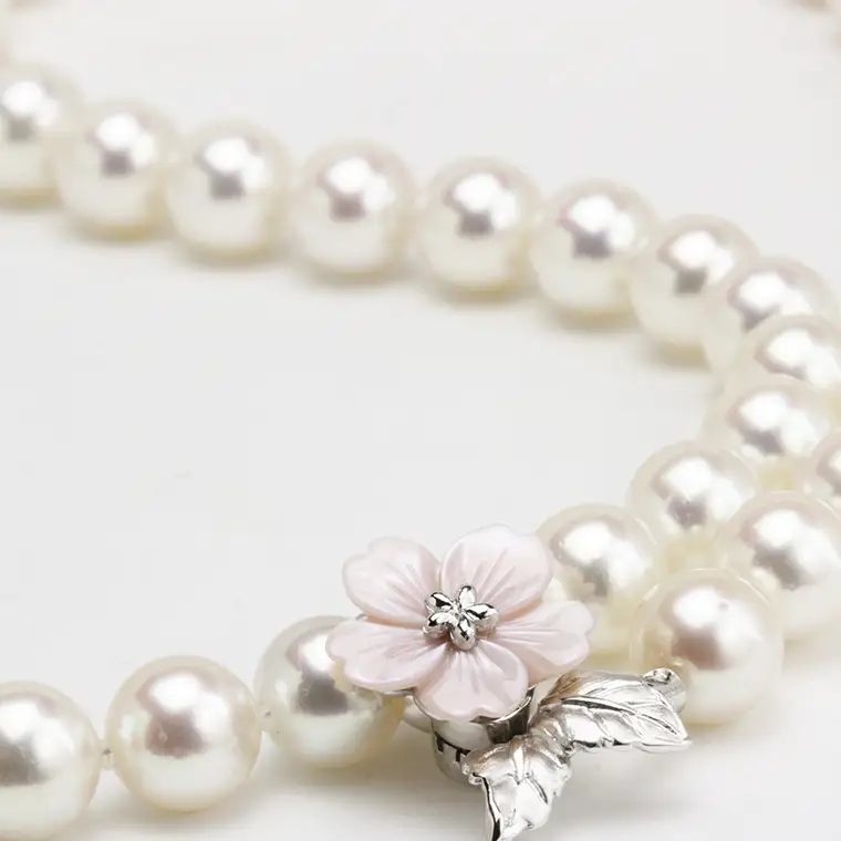 桜のピンクシェル貝ペンダントと9.5mm大珠和珠ネックレス 真珠 和珠真珠 パール ネックレス ペンダント SV925 ギフト 贈答用 記念 贈り物 プレゼント [AH016sa]