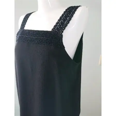 【丹後シルク】キャミソール・ペティコート黒(飾りシルクレース)Lサイズ_装飾品・工芸品 女性・レディース 洋服 _【1238447】