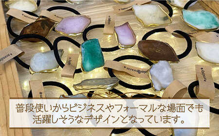 【国産樹脂使用】アゲートスライス ヘアアクセサリー ヘアゴム 2個ハンドメイド [ABAS002] 