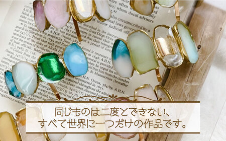 【国産樹脂使用】アゲートスライス ヘアアクセサリー 3点 セット [ABAS016] 