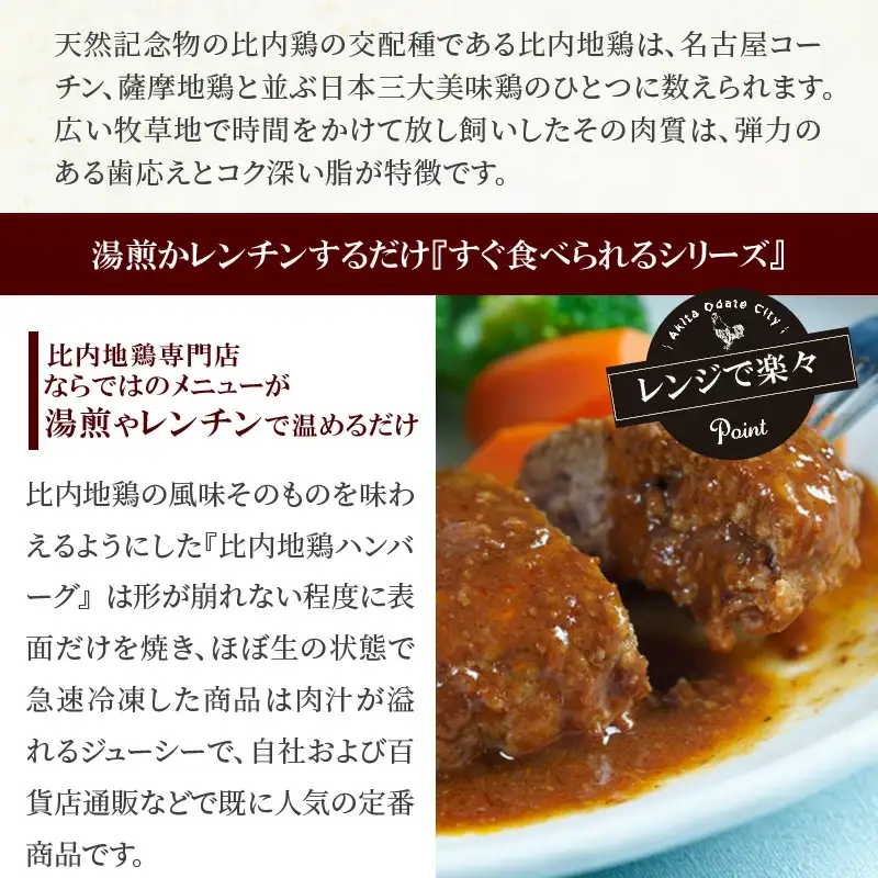 比内地鶏煮込みソースハンバーグセット　【85P2807】