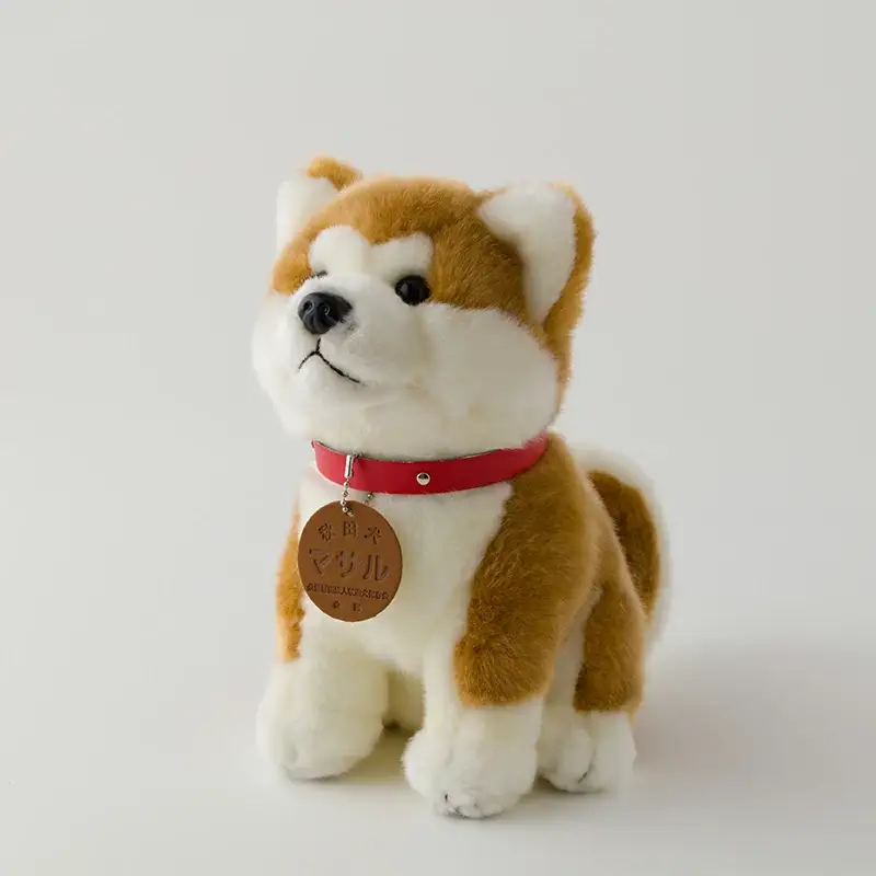 105P7302 秋田犬マサル　ハンドパペット＆ぬいぐるみ　座りＭサイズセット