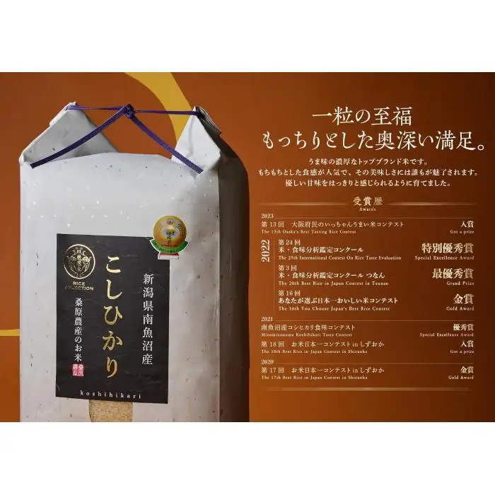 【頒布会】R7年産　最優秀賞受賞【8割減農薬】最高峰南魚沼産こしひかり5kg×12ヶ月　桑原農産のお米(精米)【定期便 銘柄米 ブランド米 精米 こしひかり コシヒカリ 魚沼産 新潟米 産地直送 お米 米 こめ コメ ご飯 御飯 ごはん】