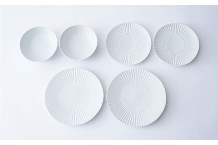 【波佐見焼】しのぎ 白マット 大皿 中皿 小鉢 6個セット 食器 皿 【一龍陶苑】 [CC57]  波佐見焼