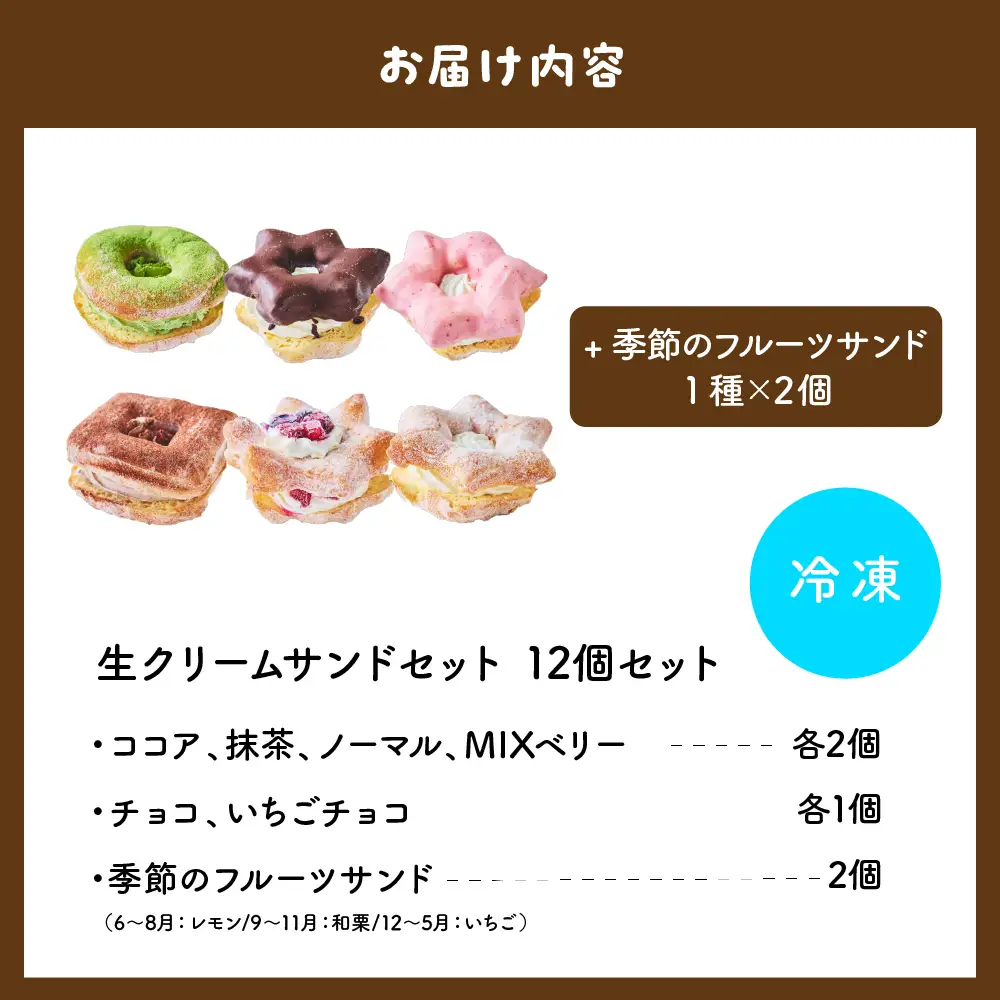 ドーナツ 生クリームサンドセット 群馬県 千代田町 冷凍＜ヌーベルオリジン＞ ※沖縄・離島地域へのお届け不可