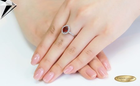 ガーネットリング スペサルティンガーネットリング ダイヤモンド プラチナ 指輪 リング ジュエリー 宝石 大粒 ガーネット ダイヤ PT プラチナリング 品質保証書付 KT-1118 