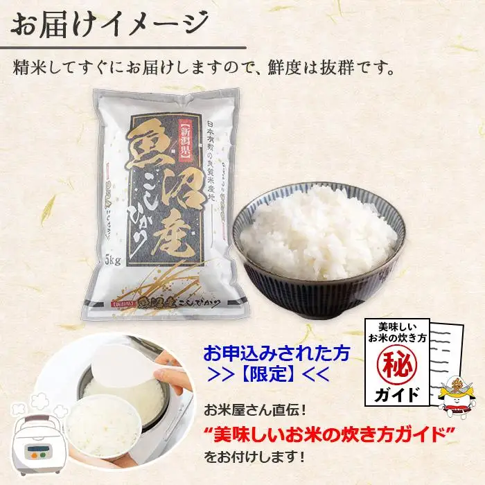 【令和7年産】 新潟県 南魚沼産 コシヒカリ お米 5kg×2袋 計10kg 精米済み（お米の美味しい炊き方ガイド付き）【銘柄米 ブランド米 精米 こしひかり コシヒカリ 魚沼産 新潟米 産地直送 お米 米 こめ コメ ご飯 御飯 ごはん】