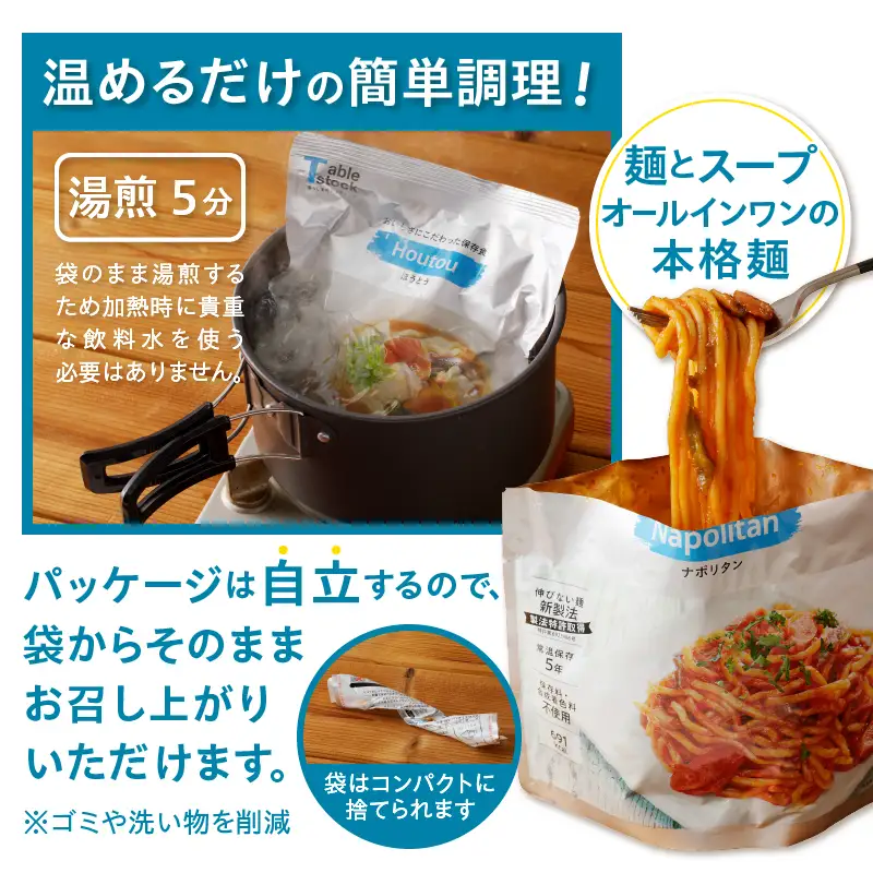 【TSM001】おいしさにこだわった保存食 パスタ・うどん詰合せ（テーブルストック）B12-310